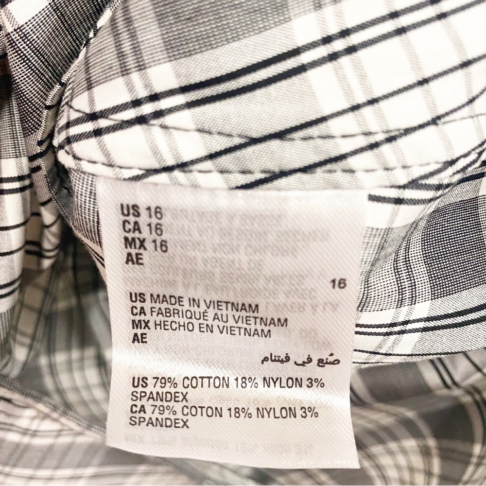 Charter Club Pearl Collar Gray & White Plaid Button Down Shirt - Picture 7 of 10